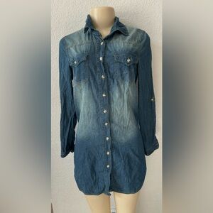 Deja blue denim dress sexy party cocktail night out y2k Button up